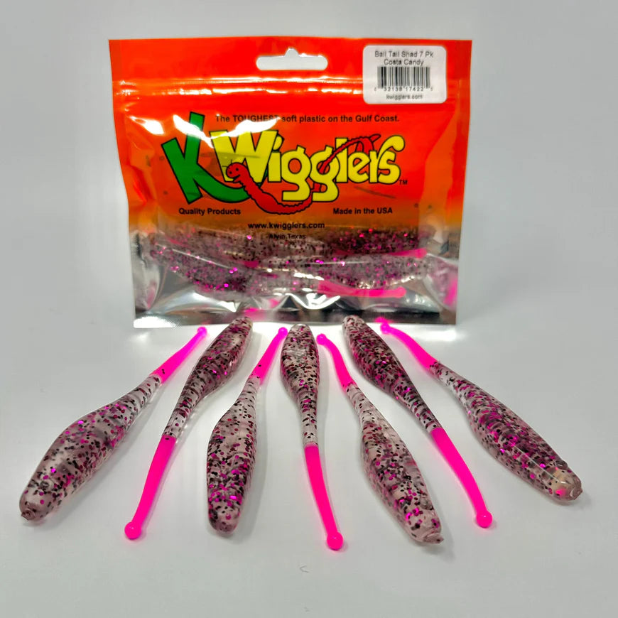 KWIGGLERS Ball Tail Shad 7 Pack (Multiple Colors)