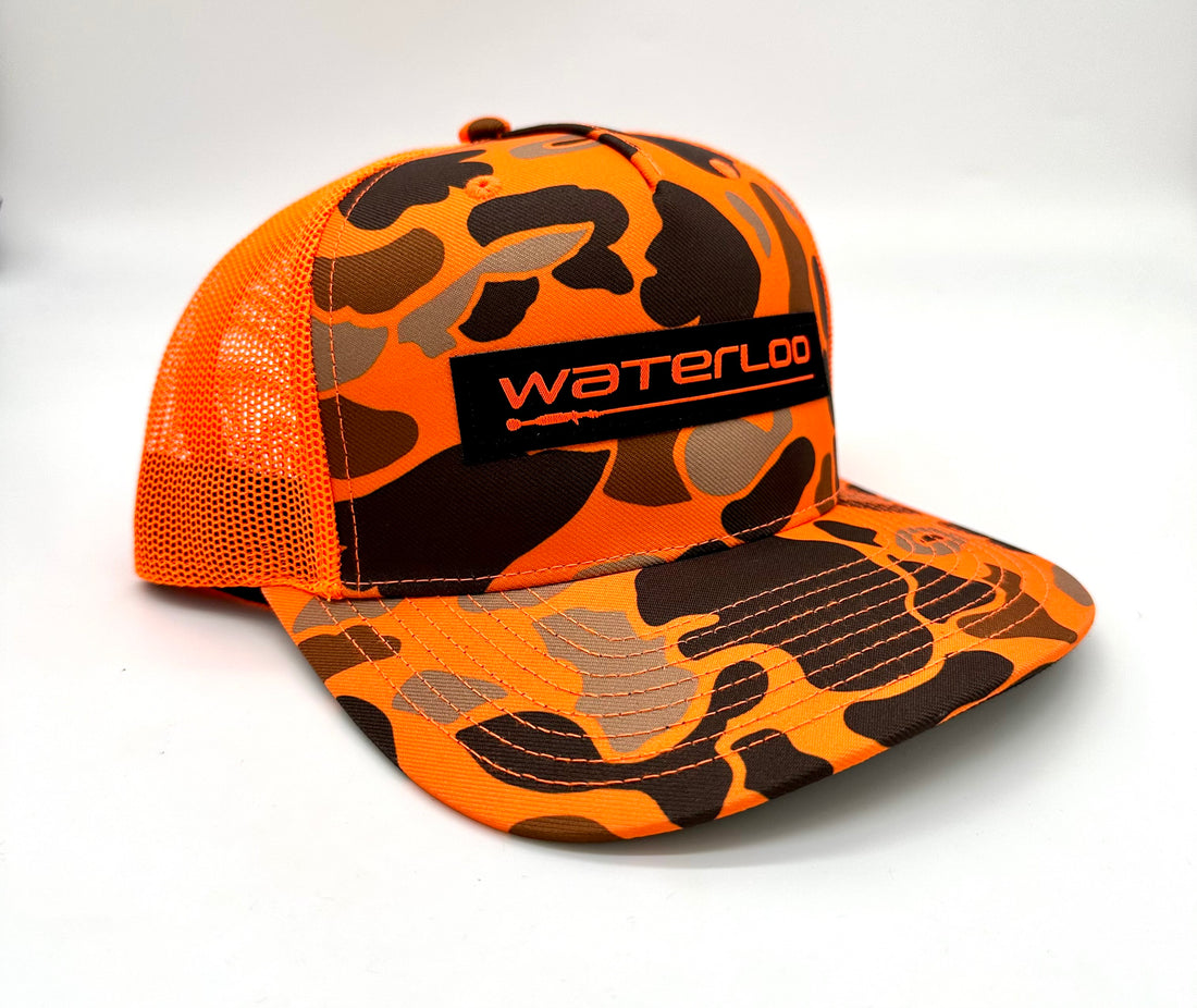 Waterloo Blaze Duck Camo and Bright Orange Cap - Performance Patch –  Waterloo Rods