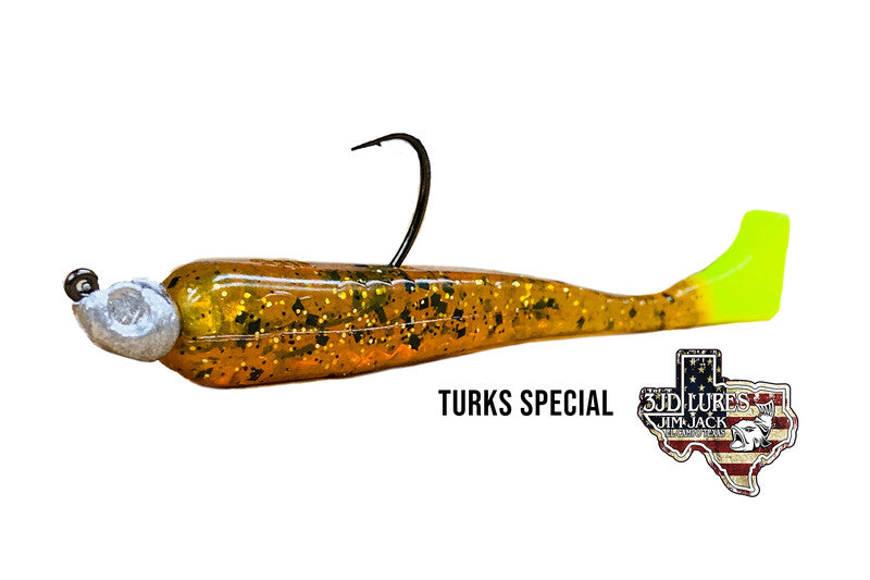 3JD Lures Inverted Paddletail, Texas Whiskey