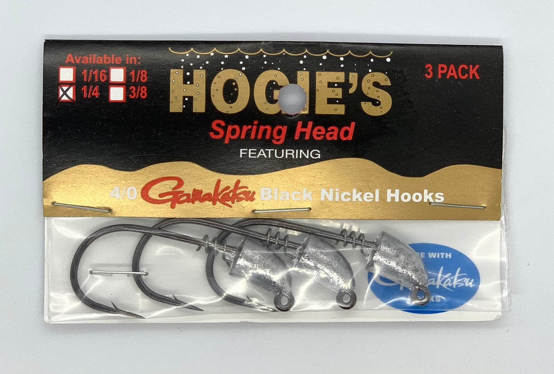 Hogie's Spring Head with 4/0 Gamakatsu Black Nickel Hooks – Waterloo Rods